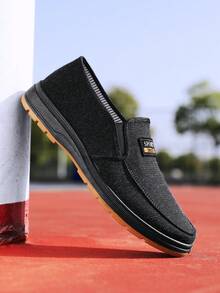 Zapatos de tela tipo "penny" ligeros para hombre, antideslizantes y resistentes al desgaste, transpirables y cómodos, adecuados para senderismo tanto en interiores como en exteriores - Negro - Ver 4