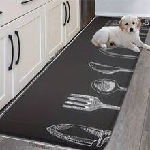 1pc Simple & Versatile Cutlery Printed High-Rebound Water Absorption Anti-Slip Kitchen Decor Mat, Suitable For Dining Room, Kitchen, Entryway And More - Multicolor - View 14