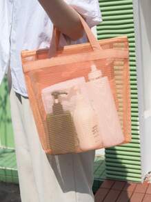 Portable Storage Bag, Travel Toiletry Bag, Large Capacity Shopping Bag, Outdoor Mesh Beach Storage Bag