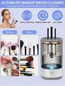 Efficient Electric Makeup Brush Cleaner Machine, Automatic Makeup Brush Cleaner For 3-4 Brushes At A Time, 7000 RPM Ensures Thorough Cleaning, Includes Silicone Pad For Irregularly Sized Brushes - Multicolor - View 9