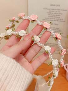 2 pièces Bandeaux fins pour femmes, bandeaux à ruban de perle rose, style polyvalent convenant pour les sorties printanières et l'assortiment photo, bandeau, serre-tête