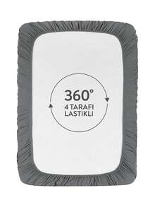 THE BERB %100 Cotton Jersey Fitted Sheet Simple Practical Multifunctional - Grey - View 4