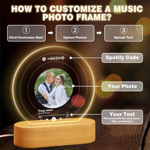 Personalized Custom Photo Text 3D Acrylic Lamp, Customized Bedroom Night Light, Perfect Gift For Yourself And Friends On Festivals, Suitable For Valentine's Day, Wedding Anniversary, And Birthday Gifts