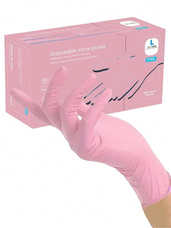 قفازات نتريل ذات لون بنفسجي قابلة للتخلص منها، قفازات تنظيف منزلية متينة للمطبخ والحمام والتنظيف وتناول الطعام والوشم والجمال وصبغ الشعر ورعاية الحيوانات الأليفة والصالونات ومواد التنظيف والأدوات المنزلية، قفازات للتخلص منها (غير طبية، خالية من المساحيق والالاتكس)