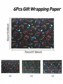 3/6 Piezas Papel de regalo con tema de videojuegos en negro, papel de embalaje con estilos de juegos variados, suministros para fiesta de cumpleaños con tema de juegos, suministros de fiesta de boda, regalos para invitados, decoración para baby shower o revelación de género, papel de regalo para ramos de flores, suministros de decoración, papel de regalo impermeable, artículos de oficina, artículos para el hogar, decoración de fiestas festivas