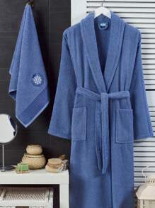 Peignoir femme moelleux, peignoir homme avec capuche en éponge de terrycloth, unisexe, peignoir de sauna femme avec ceinture longue S/M - L/XL