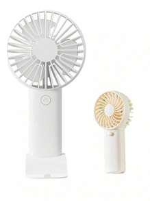 1 pieza Ventilador de triple hoja recargable por USB con soporte, se puede usar como soporte para teléfono/tableta, diseño lindo adecuado tanto para niños como para niñas. Regalo ideal para mujeres, perfecto para actividades al aire libre, playa, oficina, escuela, hogar [Ventilador de refrigeración de verano]
