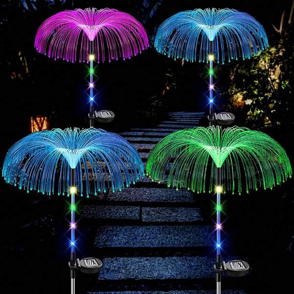 1/2 Luces LED con cambio de color solar en forma de medusa, adecuadas para decoración de jardín, pasajes del patio, césped, decoraciones de bodas, iluminación de jardín exterior, regalos para damas, regalos perfectos