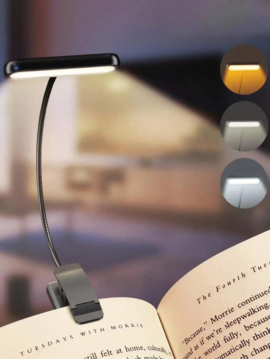 IFalarila Rechargeable Reading Lamp With Type-C Cable, Reading Lamp Clip [3 Colours And 10 Brightness] Mini Flexible Gooseneck And Clip Night Light For Children