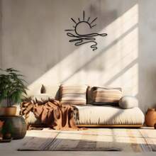 1PC Vibrant Sunrise Metal Wall Art - Chic Modern Minimalist Iron Decor, Easy-To-Hang With Wall Mounting Option - Perfect For Home Aesthetics & Unique Housewarming/Wedding Gift, Metal Wall Art Decor