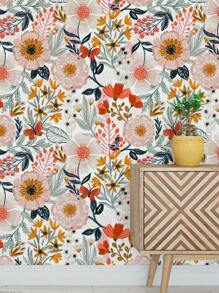 Daisy Flower Wall Mural Self Adhesive Removable Wallpaper Wildflower White/Orange/Yellow Floral With Butterflies Room Peel And Stick Wallpaper Wall Paper Wall Stickers Room Decor Wall Decor Wall Sticker