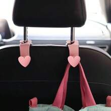 2 piezas Ganchos creativos con forma de corazón para reposacabezas de coche, organizadores de almacenamiento para el coche para colgar bolsas, carteras, bolsas de la compra, paraguas