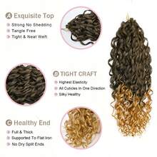 3Pcs Jessica Synthetic Hair Deep Wave Twist Crochet Hair Braid Afro Curl Ombre Blonde Pink Deep Wavy Braiding Hair Extension ForWomen - Multicolor - View 7