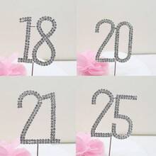 1 pieza Decoración para pastel de cumpleaños con cristal rhinestone para fiesta de boda y aniversario - plata - Ver 5
