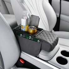Car Center Console Height Increasing Armrest Cushion Multifunctional PU Leather Armrest Pad With Cup Holder Universal Car Armrest Pillow