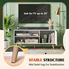 TV Stand For 55 Inch TVs, 50" Entertainment Center With Storage Cabinet, Mid-Century Modern TV Console For Living Room Bedroom, Media Stand With Ample Storage - 白色 - 查看 4