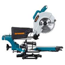 DOVAMAN 10-Inch Single Bevel Sliding Miter Saw, W/3 Blades, 4500/3200RPM, Cut For Wood, PVC And Soft Metal