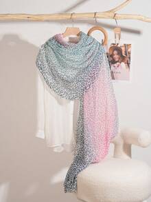 FADZOYLE 1pc Leopard Print Gradient Color Pattern Printed Boho Scarf Fashion Fringed Large Shawl And Wraps All Season Spring For Women Hijab Head Wrap Bandana Summer Beach Cover Up Sarong Turbans Soft Lightweight Scarves Fall Winter Daily Use Travel Gift For Dress - Scarf - View 11