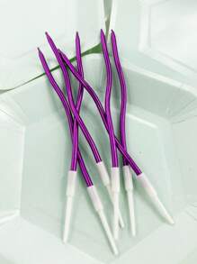 6pcs/12pcs Purple Wavy Candles For Birthday Party Cake Decorations