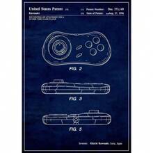 1 peça/3 peças pôsteres de artes de parede, projeto de controle de jogo vintage, patente, pôster de jogo legal, pintura em tela, arte de parede, adequada para sala de estar, decoração de sala de jogos familiar, sem moldura/emoldurada