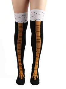 1 par/3 pares de calcetines largos hasta la rodilla con estampados gráficos abstractos divertidos de patas de pollo para hombres