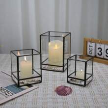 Black Retro Vintage Copper & Glass Candle Holder, Scandinavian Home Decor Accessories