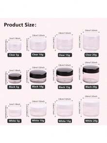 化妆品罐小号空可再填充塑料容器眼影化妆面霜罐首饰盒，塑料旅行面霜罐，旅行装洗漱用品容器面霜罐可再填充防漏旅行配件