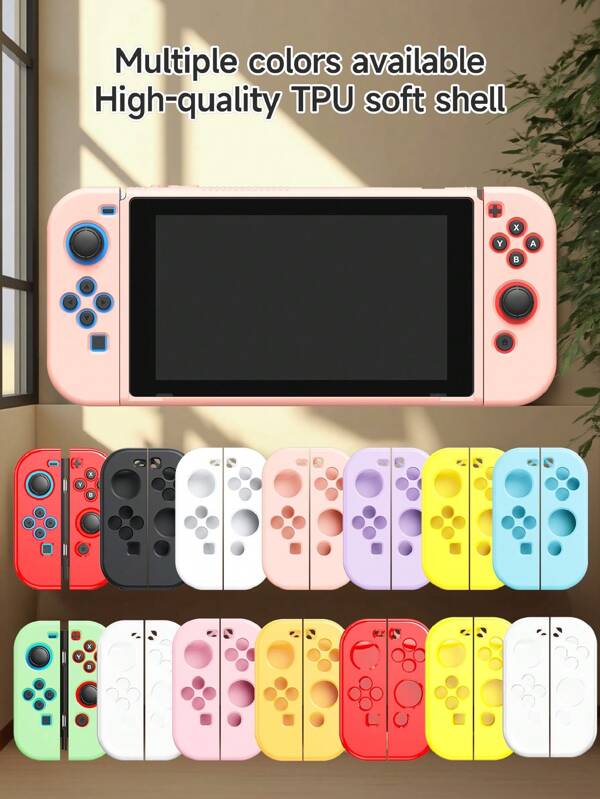 Compatible con , funda suave de TPU, funda protectora para Switch, compatible con Switch NS/Switch OLED, funda protectora universal para controlador, disponible en múltiples combinaciones de colores, accesorios para juegos de Switch, accesorios para controladores de juegos, rosa, antideslizante, resistente a arañazos
