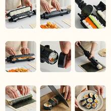 2-Piece Sushi Mold Set, Plastic DIY Striped Sushi Mold, Convenient Sushi Rice Ball Making Tool Set For Breakfast, Lunch And Dinner - Black - View 6