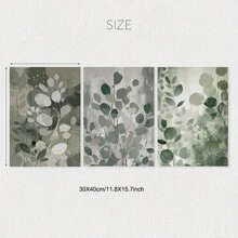 A Set Of 3 Sage Green Wall Art Print Posters, Plant Painting Decoration, Neutral Room Wall Decoration Painting, Simple Wall Art, Room Decoration, Living Room Art Decoration, Modern Home Wall Art Decoration, Ideal Family Gift Creativity, Frameless Canvas Poster