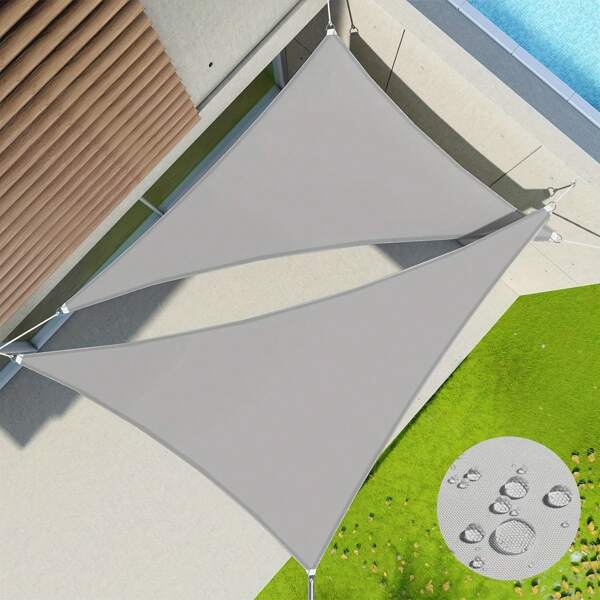 1pc Waterproof Sun Shade Sail, Right Triangle UV Block Canopy Shade Cloth, Outdoor Awning Cover For Pool Patio Garden Backyard (Grey)