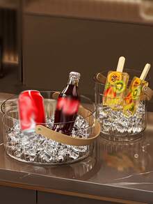 1 件亚克力冰块篮野餐手提袋家用客厅储物箱桌面收纳水果篮 - 彩色 - 查看 8