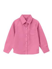 6-16 Years Old Boys' Long Sleeve Shirt, Wedding Formal Attire, Party Shirt, With Pockets, Pink - Pink - View 4