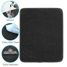 One Extra-Large Double-Layer EVA Cat Litter Mat Effectively Collects Litter, Easily Cleans, Reduced Waste, A Non-Slip, Washable Cat Cleaning Mat Suitable For Pet Toilets, Kennels, And Litter Boxes (Black, Light Gray, And Dark Gray, Essential For Litter Box Storage) (15.7" X 19.7" / 19.7" X 27.5" / 23.6" X 35.4") - màu đen - Xem 3