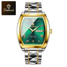 1 pieza Regalo Relojes de mujer de marca real BINBOND (Original) Correa de acero inoxidable antióxido plateado 50M resistente al agua Función de calendario semanal en inglés Manecillas luminosas Elegante azul y verde Regalo Pulsera delgada Importado de Japón Movimiento automático de cuarzo Regalo para hermana, madre, cumpleaños, boda
