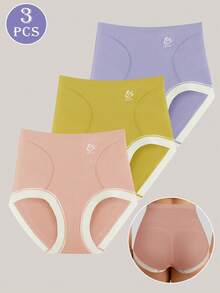 MIOTAN 3 件套女士高腰内裤，无缝撞色内裤，柔软舒适