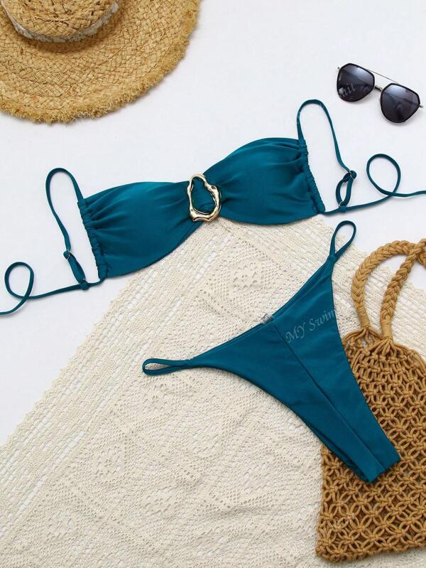 Ultimo costume da bagno a due pezzi, Tankini con collo alto e colore unito, sexy, adatto per la piscina in estate, disponibile in taglie forti