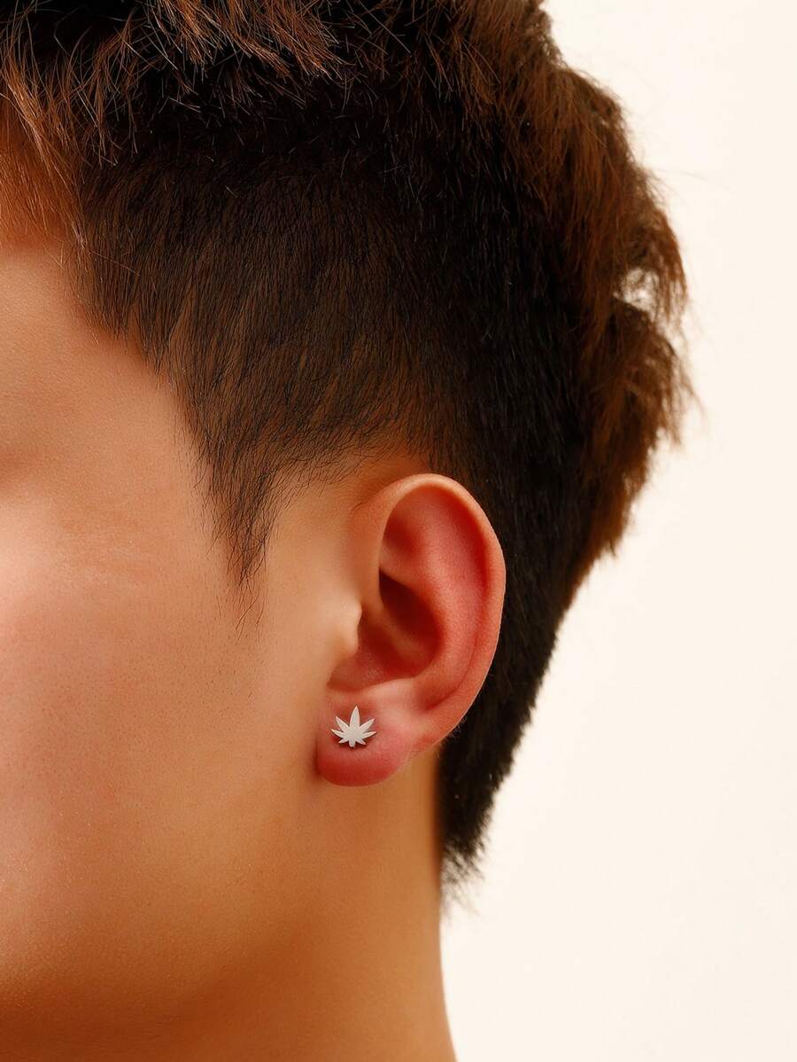 2 pary minimalistycznych modnych kolczyków dla par z liści klonu ze stali nierdzewnej, odpowiednie do codziennego noszenia, idealny prezent na walentynki, urodziny, rocznicę dla par