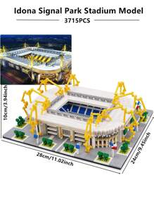 1 pieza Decoración navideña de Miniatura de bloques de construcción del estadio de fútbol mundial famoso, juguete educativo, creativo, decoración artística, regalo ideal para fans del deporte o decoración de habitación de cumpleaños
