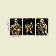 Visual Art Decoration Posters, Black And Gold Love Decoration Paintings, Gray And Gold Embrace Couple Canvas Prints, Used For Art Decoration Of Living Room And Bedroom Walls, Framed Canvas Prints