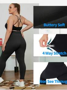 Plus Size High-Waisted Yoga Leggings – 1XL–5XL Stretchy Tummy Control Workout Pants For Gym, Fitness & Daily Wear