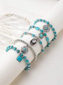 1 Set Women's Vintage Style Green Bracelet Accessories Set, Versatile Daily Wear Jewelry Gift