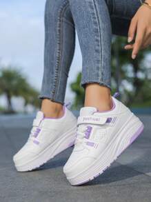 Upgraded Version 4-Wheel Button Controlled Retraction Sneakers For Adults, Kids 2-In-1 Removable Wheels Sports Shoes For Everyday Wear, For Enhanced Stability