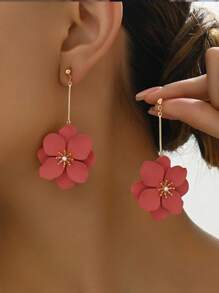 1 对时尚、优雅、简约、经典复古花卉耳坠，适合女性外出、节日派对、野餐、日常佩戴
