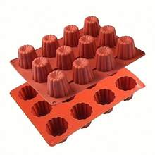 1/2pcs 12 Cavity Round Cylinder Silicone Baking Tin Canele Cake Pan DIY Soap Mold Cupcake Silicone Mold Baking Tray Bakeware - Multicolor - View 5