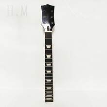Mástil de guitarra eléctrica con diapasón de arce negro brillante, 22 trastes, 6 cuerdas, diapasón de palisandro, accesorio de repuesto universal para guitarras tipo LP, actualización de instalación sencilla, marcadores de diapasón con incrustaciones de diamantes, kit de reparación DIY