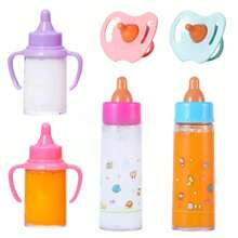 Feeding Play Set | Doll Stroller Doll Care 6 Pcs | Feeding Playset | 2 Milk & 2 Juice Bottles With 2 Doll Nipples