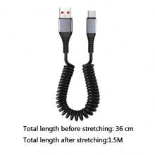 Cable USB a Tipo-C/Lightning de 66W, alta eficiencia y duradero con diseño de resorte, carga rápida compatible con 16 Pro Max/16 Pro/16 Plus/16/15/14/13/12
