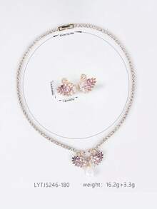 1 Set/3pcs Swan Brooch, Sparkling Zirconia Earrings & Necklace Jewelry Set, Fashion Elegant Summer Accessories, Jewelry Gift Set For Women, Western Dance Ball Ornament - Jewelry Set - View 3