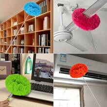 1 Pc Microfiber Ceiling Fan Duster - Extends Up To 12 Feet, Blue/Green/Orange/Fuchsia, Long Handle, Dust Lock, Reusable, Machine Washable Cleaning Brush, Professional High Altitude Dusting Tool, Suitable For Home Use